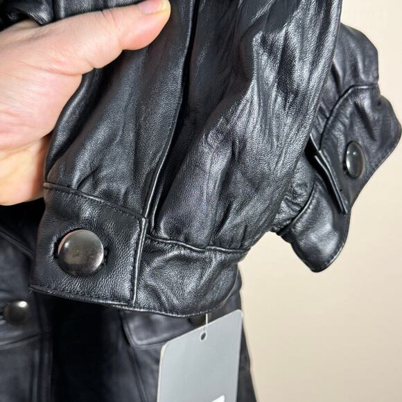 NWT Mossimo Genuine Black Leather One Button Jacket Deadstock Y2K 90s Vintage S - Picture 4 of 10